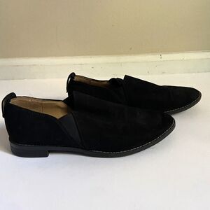 Franco Sarto Comfortable Black Suede Slip on Flat Loafers Size 8 Office Casual